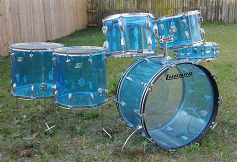 Ludwig Blue Vistalite Vintage 1970s Blue Acryl Drum Percussion For