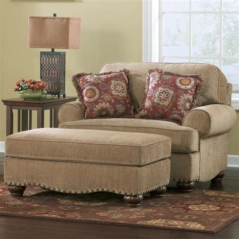 Take it easy in this spacious and comfortable chair and a half set with a rectangular ottoman. Furniture: Stylish Chair And A Half With Ottoman Design ...