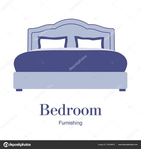 Double Bed Furniture Bedroom Interior Vector Flat Illustration Stock