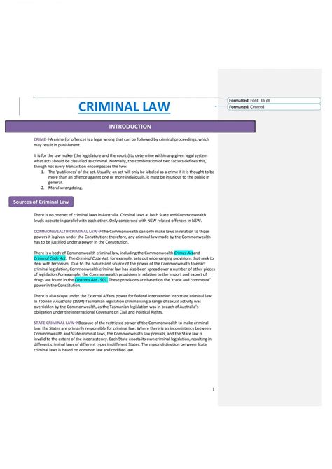 Detailed Notes Criminal Law 70114 Criminal Law And Procedure Uts