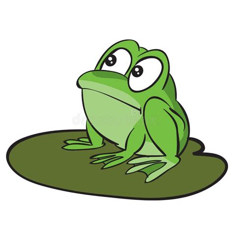Green Frog Character Sitting On A Leaf Cartoon Illustration Isolated
