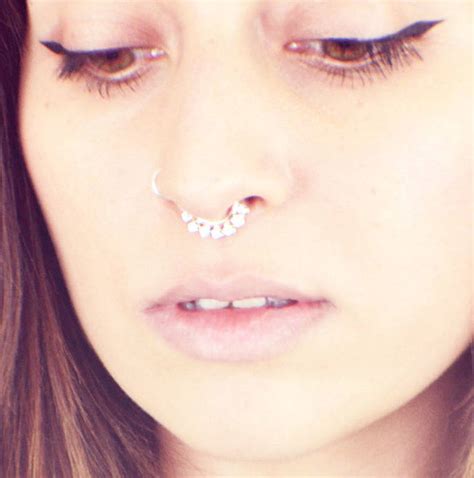 Rose Gold Crystal Septum Ring By Staxx