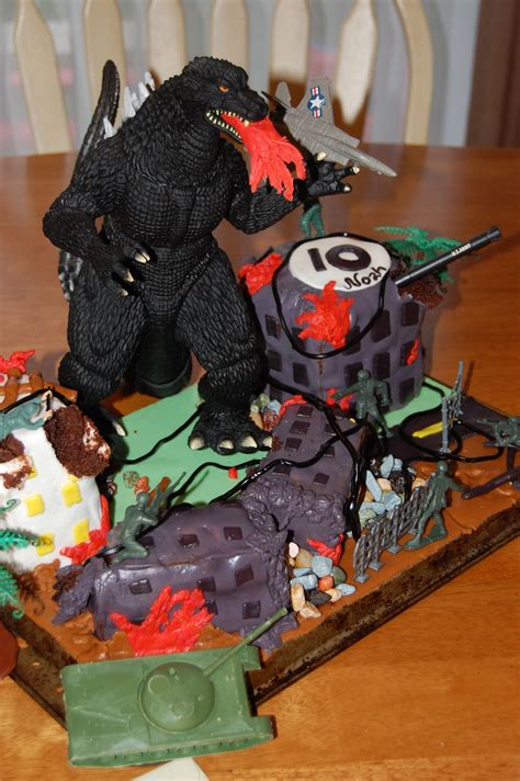 My Sons 10th Birthday Cake And Godzilla Destroying It Godzilla