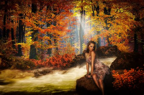 Free Images Tree Nature Forest Girl Sunlight Leaf River Model Autumn Season Woodland