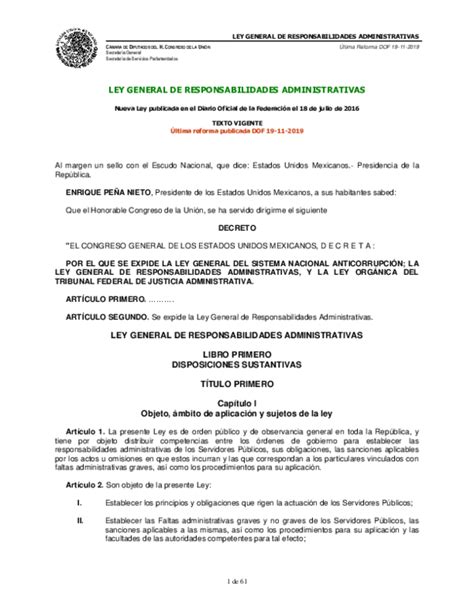 Pdf Ley General De Responsabilidades Administrativas Alejandra Paola Mendoza