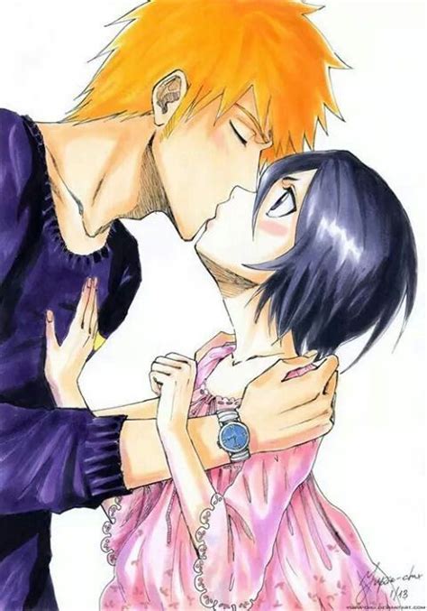 Ichigo And Rukia Smooch Kiss Bleach Anime Ichigo Bleach Anime