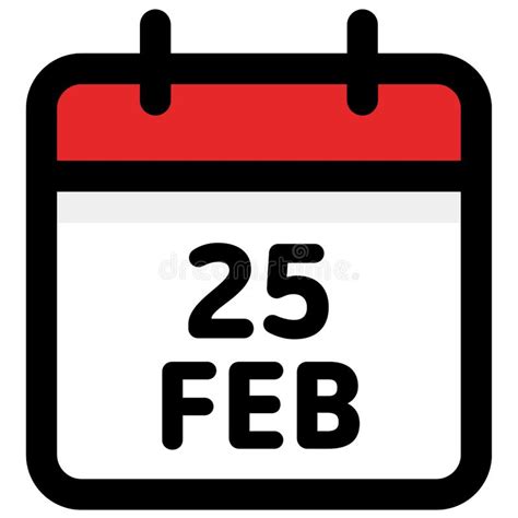 25 Febrero Icono Del Calendario Ejemplo Del Vector Ilustración Del