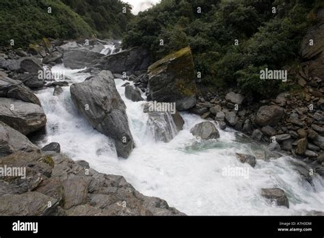 Haast River Running Through Gorge At Gates Of Haast South Island New