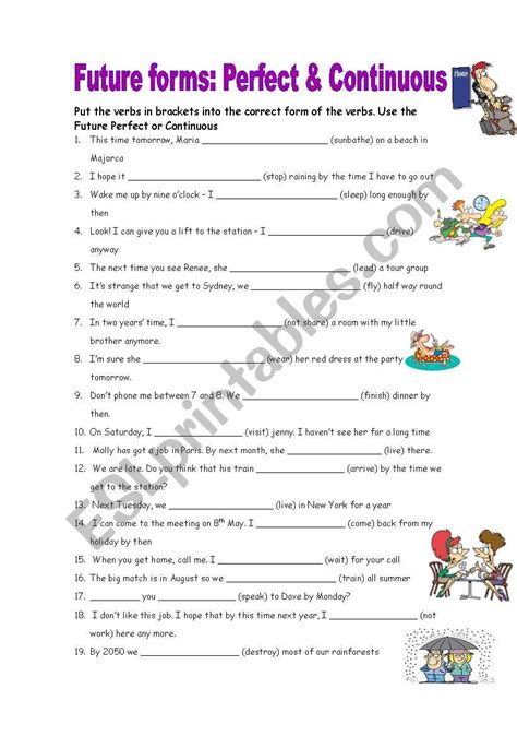 Future Tense Perfect And Continuous Esl Worksheet By Yola1923