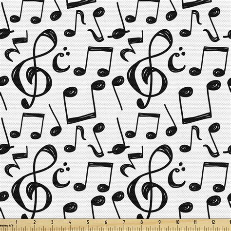 Music Fabric By The Yard Upholstery Sketchy Musical Notes And Melody