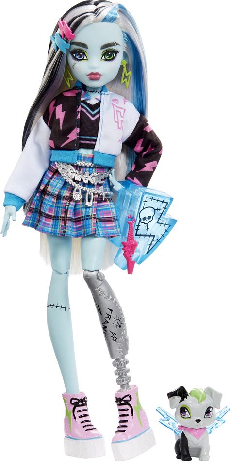 Monster High Doll Frankie Stein With Pet Blue And Black Streaked Hair