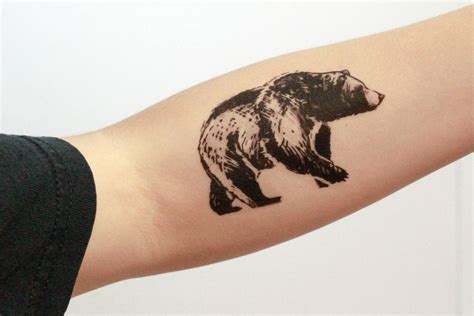 Bear Temporary Tattoo Bear Tattoos Black Bear Tattoo Girl Back Tattoos