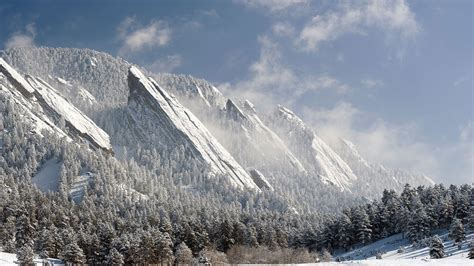 Nature Mountain Landscape Forest Winter Clouds Boulder Colorado