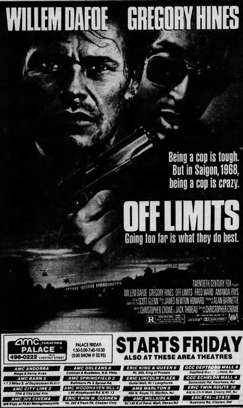 Off Limits 1988 Fred Ward Punk Poster Philadelphia Inquirer