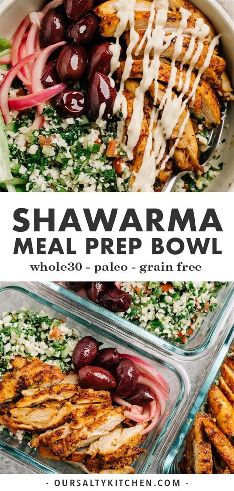 Warm up in a stove top pan, air fryer or microwave. Chicken Shawarma Meal Prep Bowls (Whole30, Grain Free ...