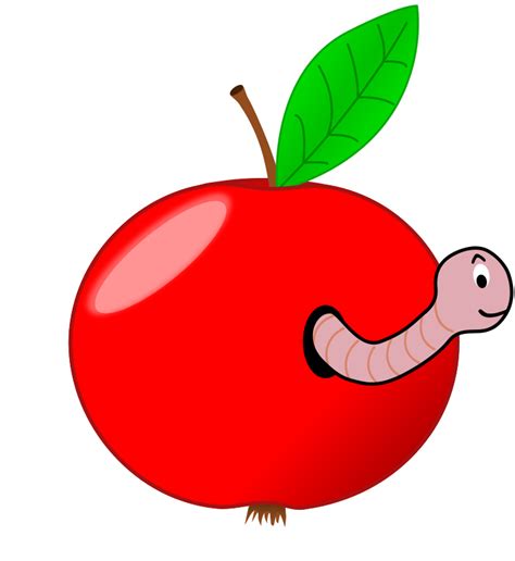 Free Clipart Red Apple With A Worm Vanyasmart