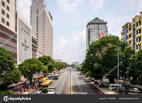 Downtown Area Of Yangon Sule Pagoda Road Myanmar Stock Editorial