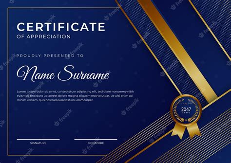 Premium Vector Luxury Shine Golden Blue Certificate Design Template