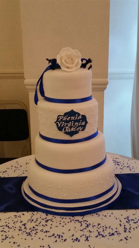 Royal Blue And White Stacked Tribute Cake