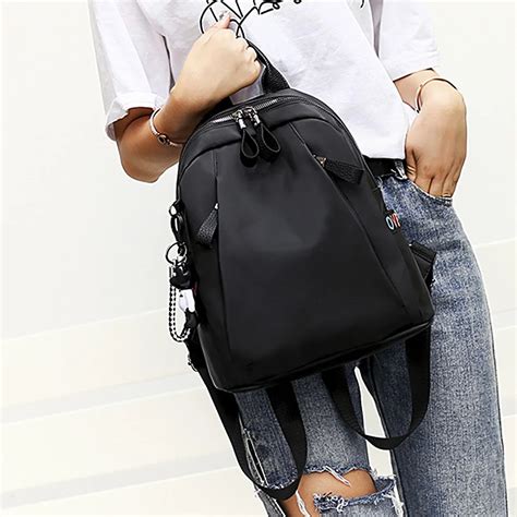 Fashion Anti Theft School Backpack Female Waterproof Black Ladies