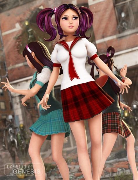 Anime School Girl Textures Clothing Accessories For Daz