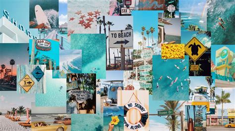 Beach Photo Wall Collage Kit Instant Download 58 Images Etsy