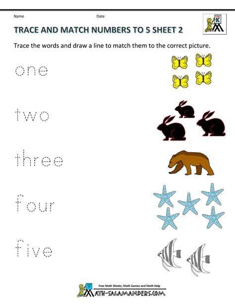 Alphabet letters, words these five worksheets show the lower case cursive handwriting alphabet. Preschool Math Worksheets - Matching to 5