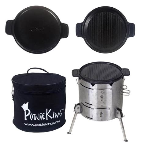 Potjieking Portable Stainless Steel Braai And Cast Iron Griddle