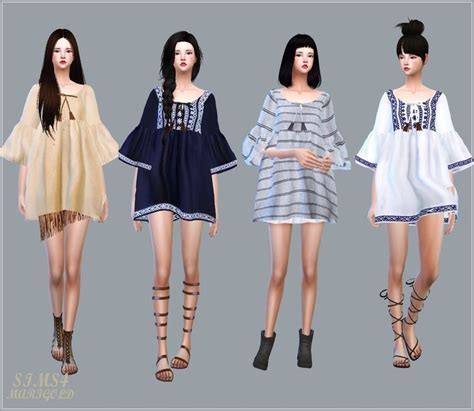 Sims 4 Cc Top Tassel Blouse Sfs 심즈 의상 의상 여성 패션