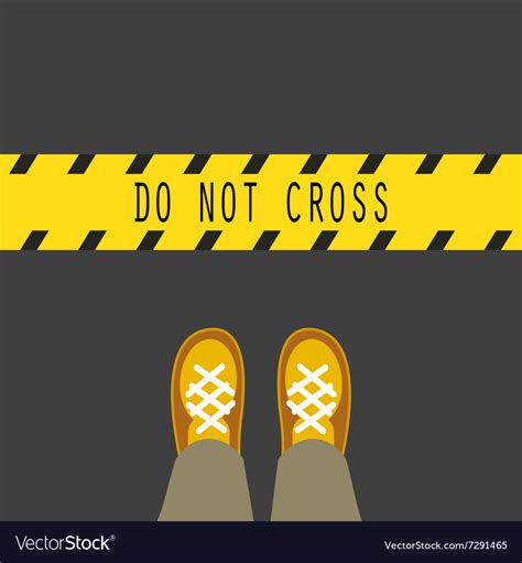 Do Not Cross The Line Road Sign Royalty Free Vector Image