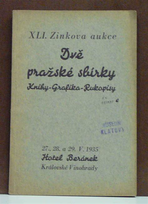 Kniha Xli Zinkova Aukce Dvě Pražské Sbírky Antikvariát Václav