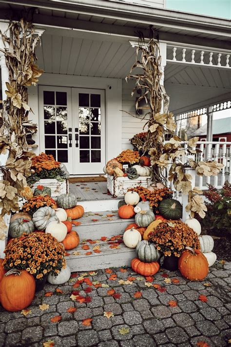 Colorful Farmhouse Fall Porch Steps Liz Marie Blog