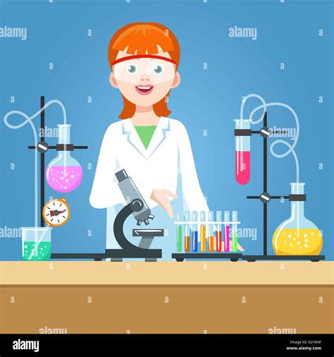 Chica científico en laboratorio químico Imagen Vector de stock Alamy