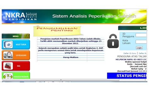 Saps nkra | sistem analisis peperiksaan sekolah (saps) nkra is a new centralized website launched by the government to help teachers,parents and students. D20112055370: + WEB KPM / JPN / PPD LMS / SAPS / SPPBS / E ...
