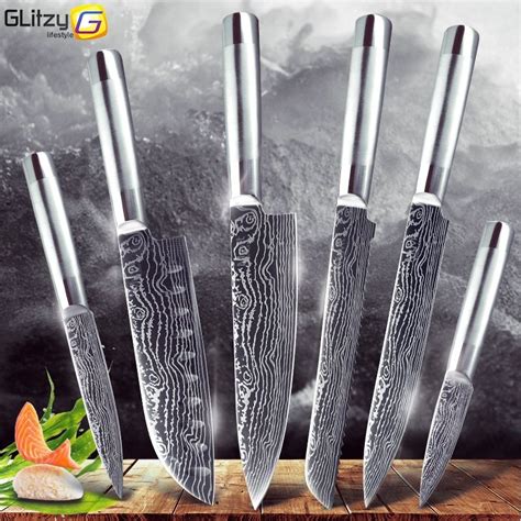kitchen knives japanese chef knife 7cr17 440c high carbon stainless steel 6 pieces set utility