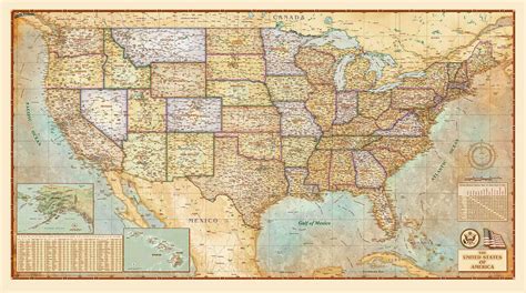Antique Map Of The United States Of America Old Cartographic Map
