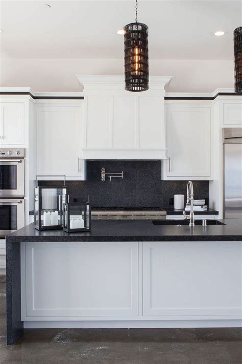 These countertops are created from engineered stones, meaning they a free kitchen design consultation from the experts at cabinets direct usa will help you to select the perfect quartz countertop style to. 50+ Black Countertop Backsplash Ideas (Tile Designs, Tips ...