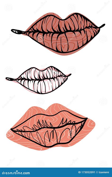 Lips Set Hand Drawn Vector Sketch Stock Vector Illustration Of Face