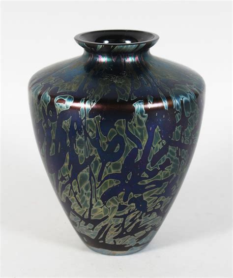Sold Price A Loetz Style Iridescent Blue Vase 7 5ins High January 4 0119 10 30 Am Gmt