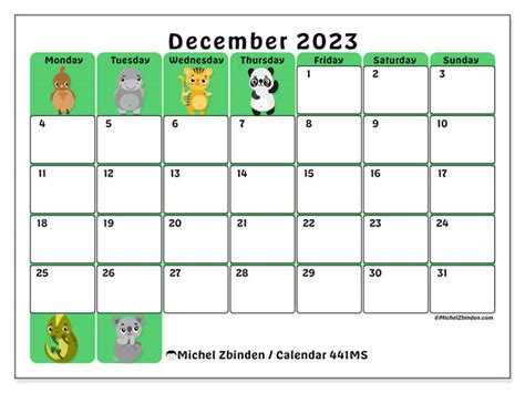Calendar December 2023 441 Michel Zbinden En
