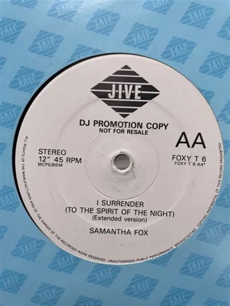 Samantha Fox I Surrender To The Spirit Of The Night Promo Vinyl