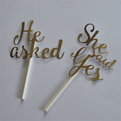 He Asked She Said Yes Cupcake Toppers Engagement Cupcake Etsy Canada