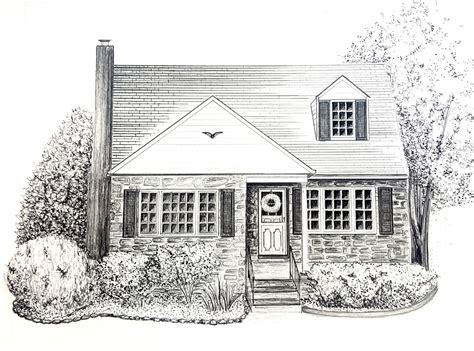 House Rendering Black And White House Drawings Instagram Darc