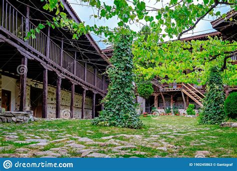Cozy Courtyard of the Monastery in the Mountains 2 Stock Image - Image