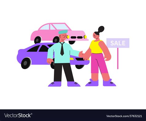 Woman Buying Car Royalty Free Vector Image Vectorstock