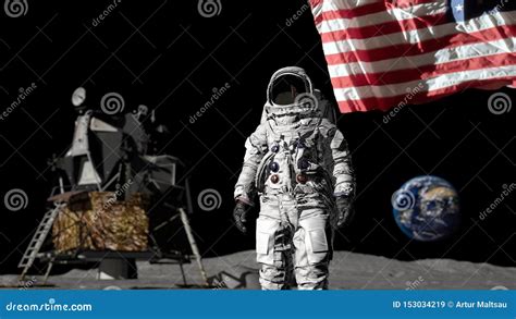 3d Rendering Astronaut Saluting The American Flag Cg Animation Stock
