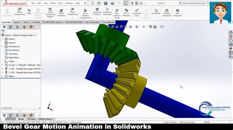 Gear Motion In Solidworks Bevel Gear Youtube