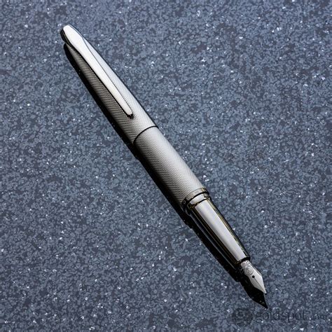 Cross Atx Fountain Pen In Sandblasted Titanium Gray Pvd With Etched Di