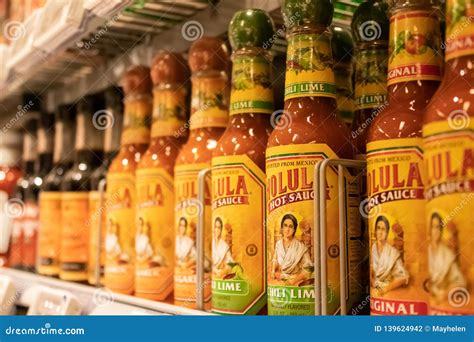 Hot Sauce On A Supermarket Shelf Editorial Photography Image Of Aisle