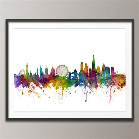 London City Skyline Cityscape Print By Artpause